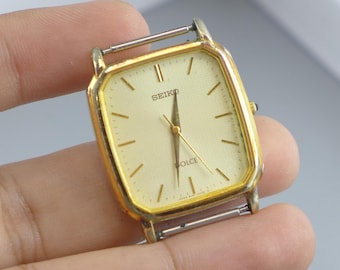 Vintage Seiko Dolce Gold Plated 30 Microns 5931 5400 Yellow Dial