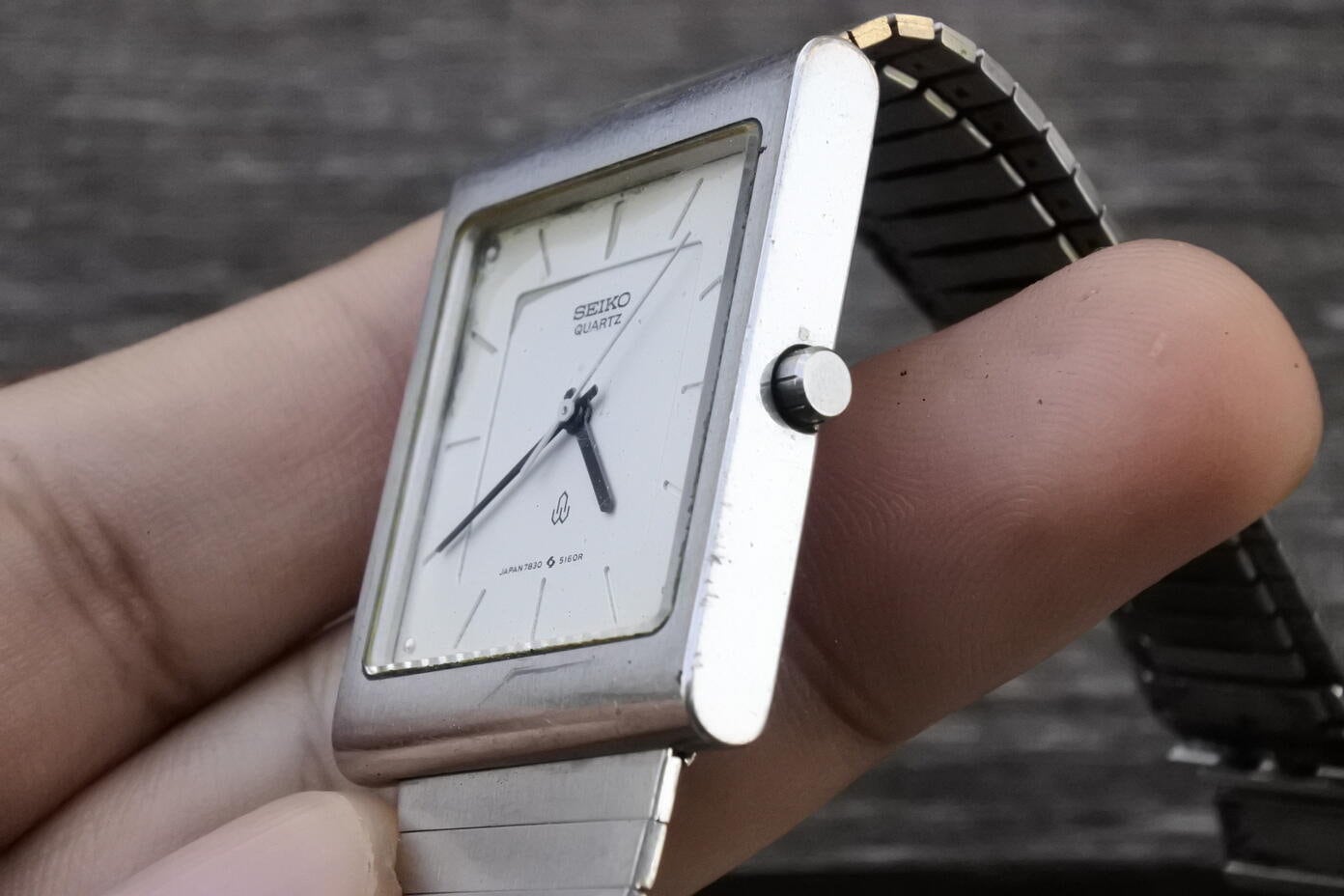 Vintage Seiko 7830 5120 Integrated Bracelet Men Quartz Watch Japan