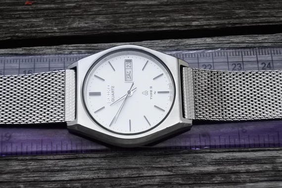 Vintage Seiko Type II 7123 7080 White Dial Men Quartz Watch