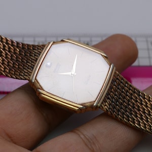 Vintage Seiko Dolce Gold Plated 7731 5000 Textured Dial Lady Quartz Watch Japan Octagonal Shape 31mm