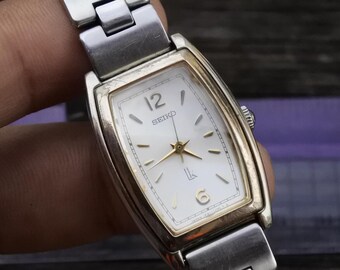 Vintage Seiko Lukia 1F21 5D40 White Dial Lady Quartz Watch Japan