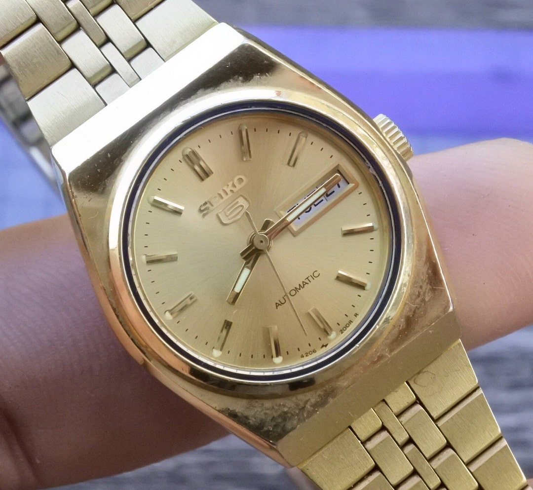Vintage Seiko 5 Five 4206 0530 Gold Ton Lady Automatik Japan runde Form 25mm Etsy