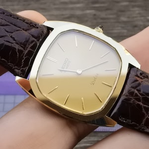 Vintage Seiko Dolce GHA CASE 6020 5250  Men  Quartz Watch Japan Square Tank Shape 32mm All Original Part