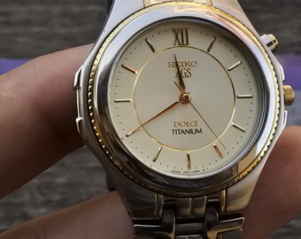 Vintage Seiko Dolce AGS Titanium 4M21 0010 Men Quartz Watch Japan