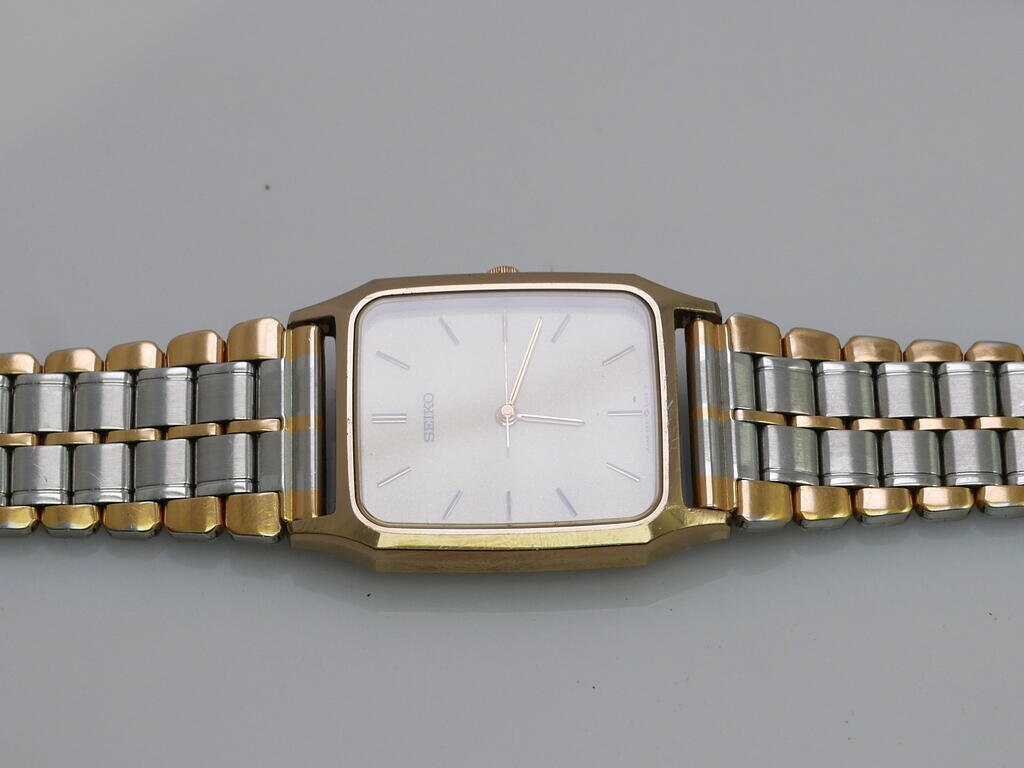 【極美品】SEIKO セイコー 5E31-5A50 スクエア タンク 1990s ヴィンテージ セイコー 5E31 5A50 イエロー ダイヤル メンズ クォーツ