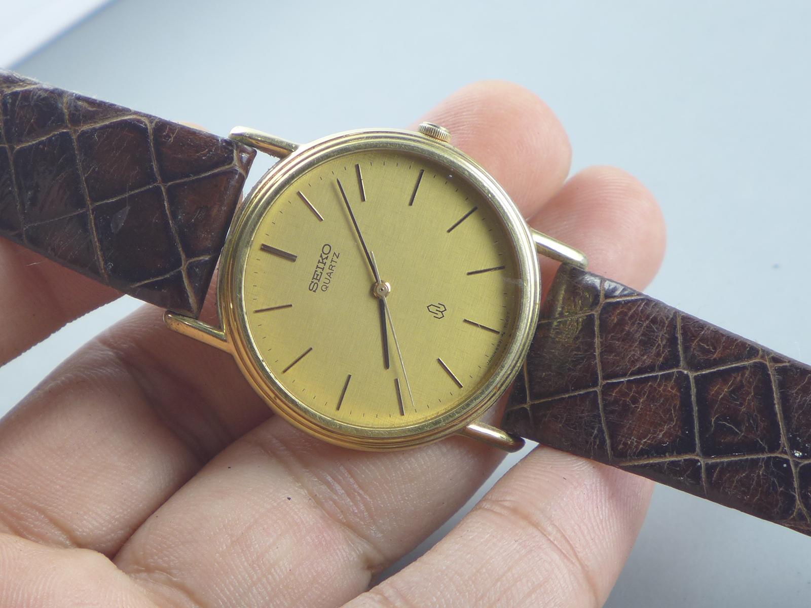 Vintage Seiko Gold Plate 5931 7030 Textured Dial Men Quartz Watch