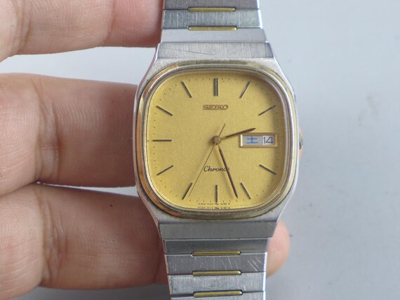 Vintage Seiko Chronos 7433 5080 Textured Dial Men Quartz Watch