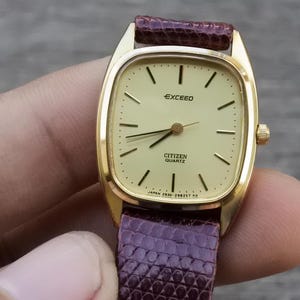 Vintage Citizen Gold Plated  Dress Lady Quartz Watch Japan Square Tank Shape 28mm