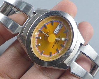 Vintage Alba AKA V743 5A10 Orange Dial Men Quartz Watch Japan JDM
