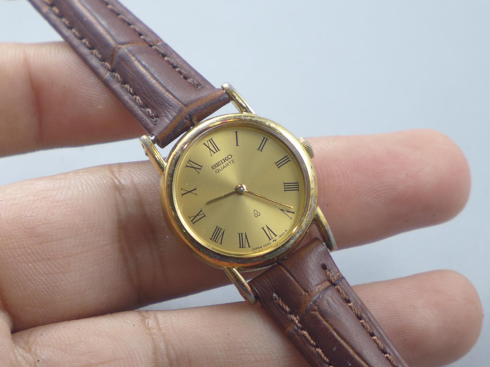 Vintage Seiko Gold Plate 1400 0390 Golden Dial Lady Quartz Watch