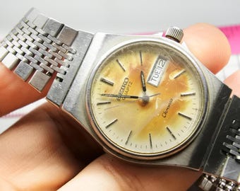 Vintage Seiko Chronos 8123 6120 Black Dial Men Quartz
