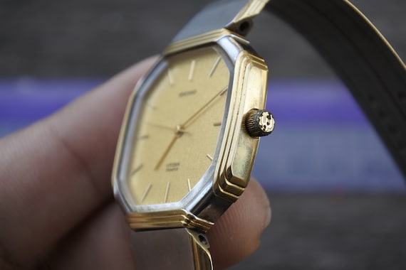 Vintage Citizen Exceed Gold Plated Textured Dial Unisex