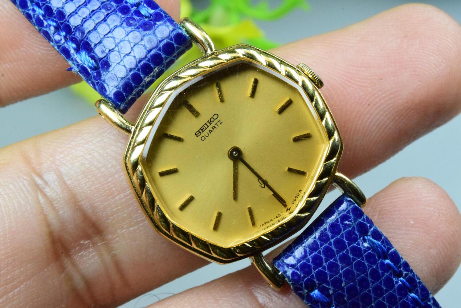 SEIKO 6531-6030 1986年製 薄型 ドレスウォッチ 新品風防 Vintage Seiko Gold Plate 1400 5580 Yellow Dial Lady Quartz Dress