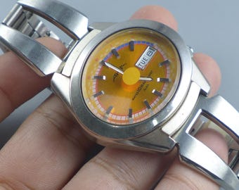 Vintage Alba AKA V743 5A10 Orange Dial Men Quartz Watch Japan JDM