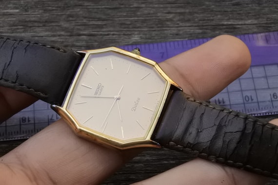 Vintage Seiko Dolce Gold Plated 30micron 6030 5500 Yellow Dial Men