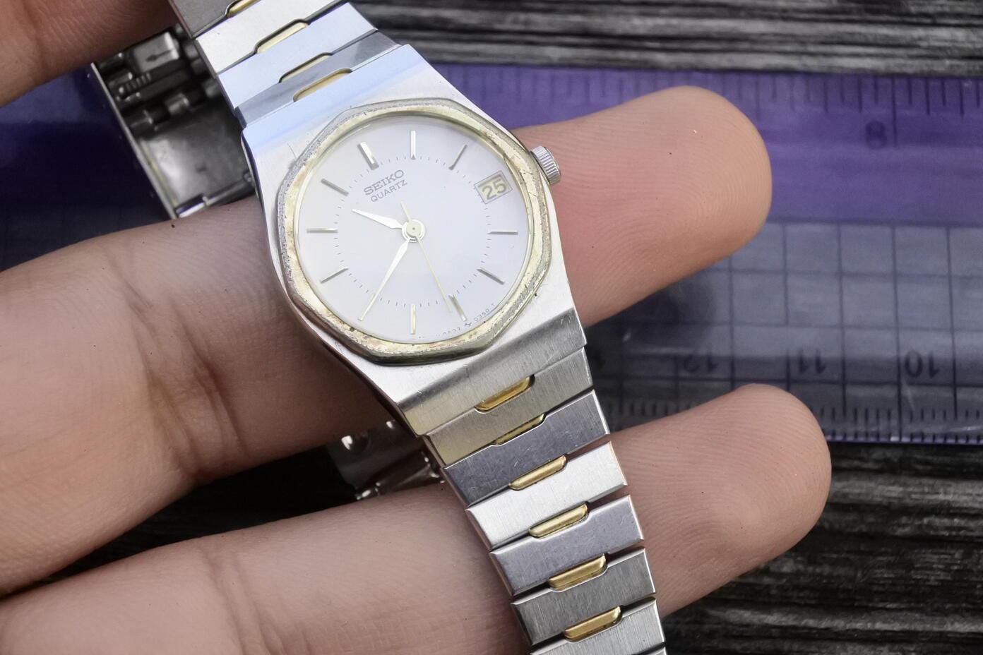 m*o様 【ヴィンテージ】SEIKO Socie 14k レディース腕時計 Ａ- Seiko Womens 3E22-0060 Quartz Watch Leather Band White Dial