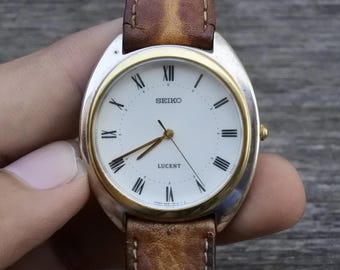 Vintage Seiko Lucent 5E21 6E50 Roman Numeral Dial Men Quartz