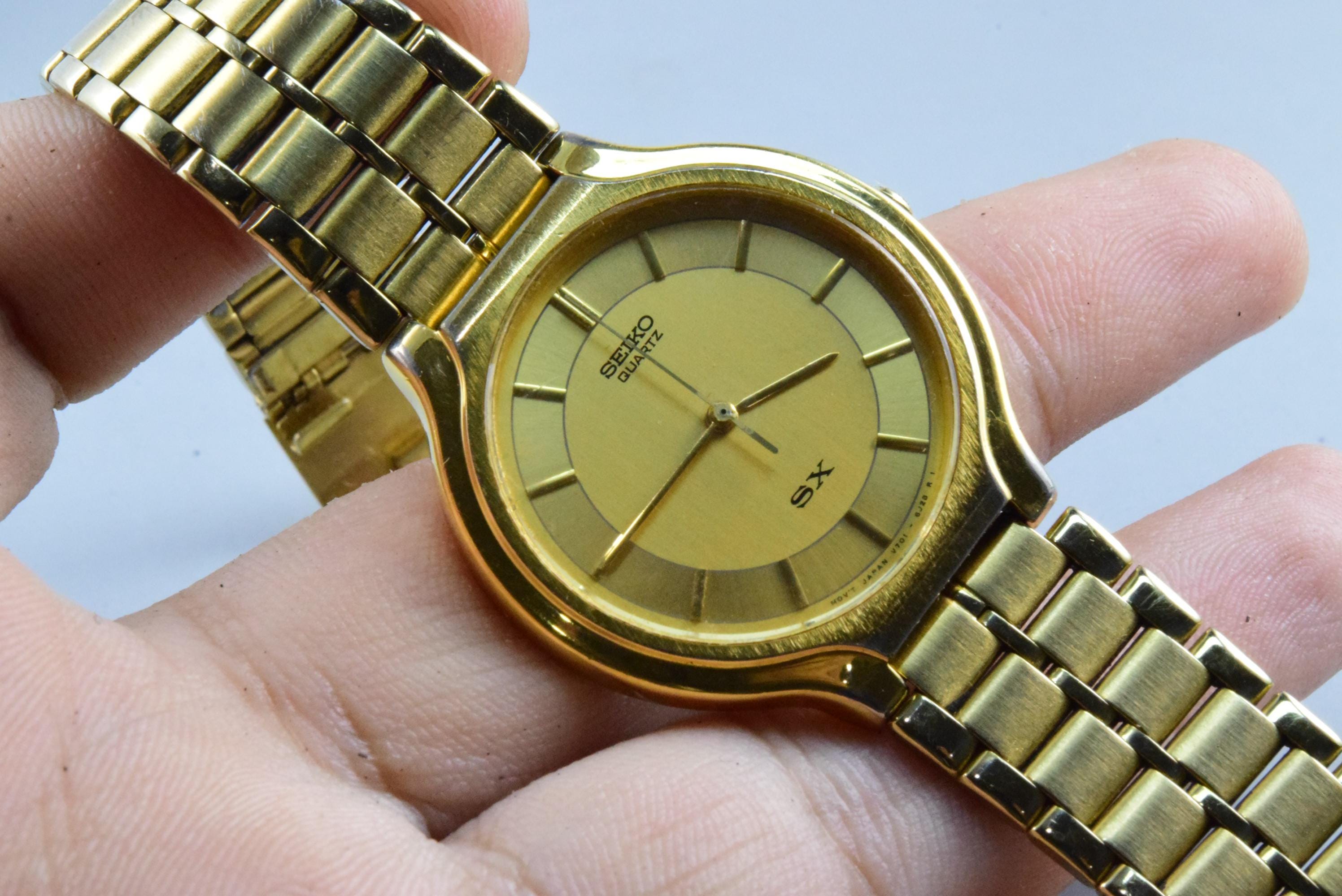 Vintage Seiko SX V701 6K00 Yellow Dial Lady Quartz Watch Japan JDM