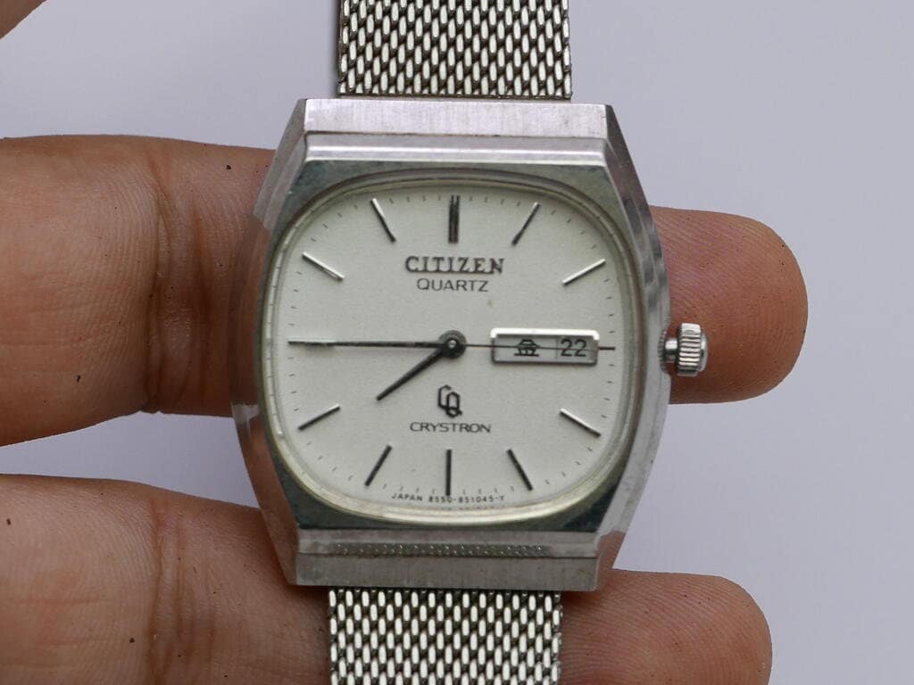 CITIZEN CRYSTRON Special QUARTZ　稼働品 Vintage Citizen Crystron KANJI DATE White Dial Men Quartz