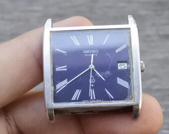 時計 SEIKO7 Vintage Seiko 4122 5000 Blue Dial Men Quartz Watch Japan Square