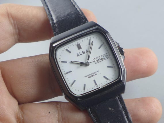Vintage Seiko Alba 7N33 K003 Black PVD Plated Men Quartz Watch