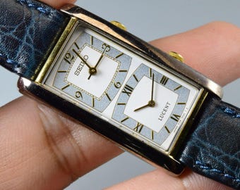 Vintage Seiko Gold Plated 1F21 5A00 Integrated Bracelet Lady
