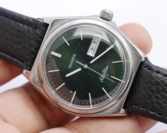 Vintage Seiko Silverwave 8229 8000 Green Dial Men Quartz Watch