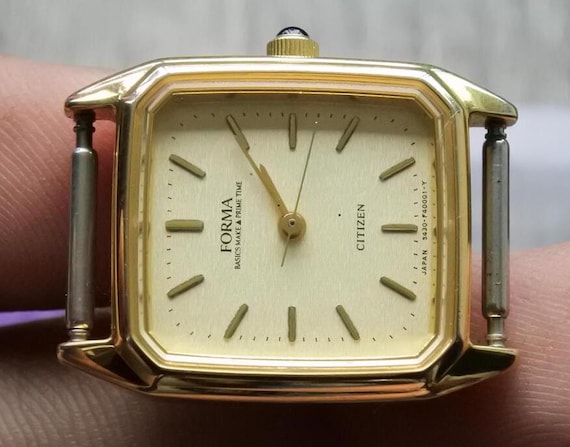 Vintage Citizen Gold Plated Yellow Dial Lady Quartz Watch Japan