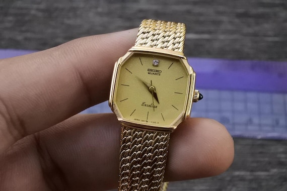 Vintage Seiko Gold Plated 1221 5080 Integrated Bracelet Lady