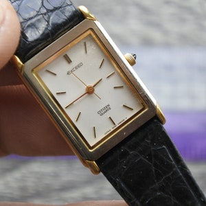 Vintage Citizen Exceed Gold Plated Lady Quartz Watch Japan Square Tank Shape 20mm