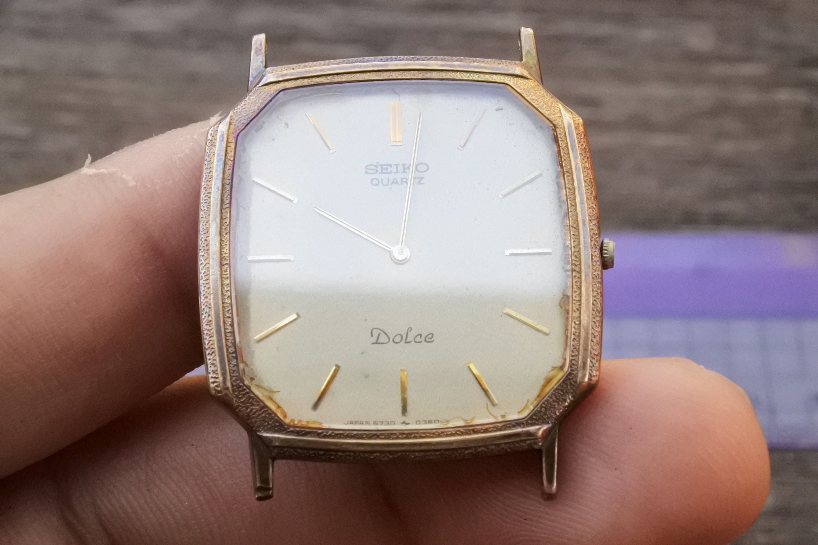 Vintage Seiko Dolce Gold Plated 30micron 6730 5190 Yellow Dial Men