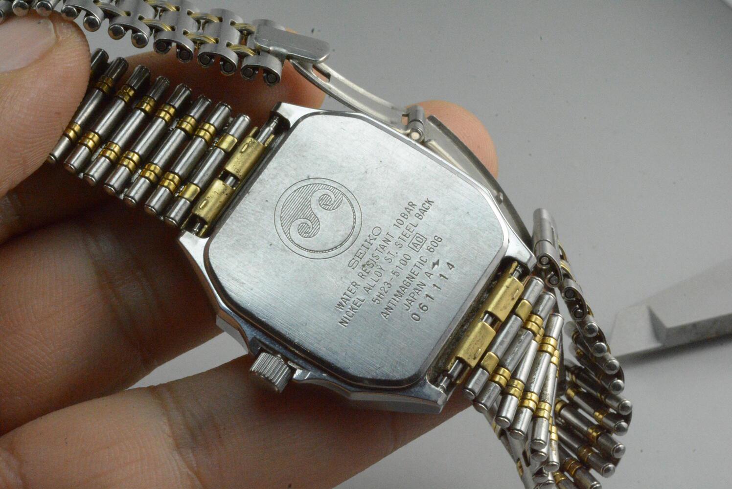 Vintage Seiko Chronos Nickle Alloy Case 5H23 5100 Textured Dial 