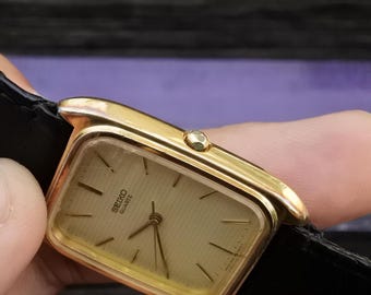 Vintage Seiko Gold Plate Year 1984 9021 517B Yellow Dial Men