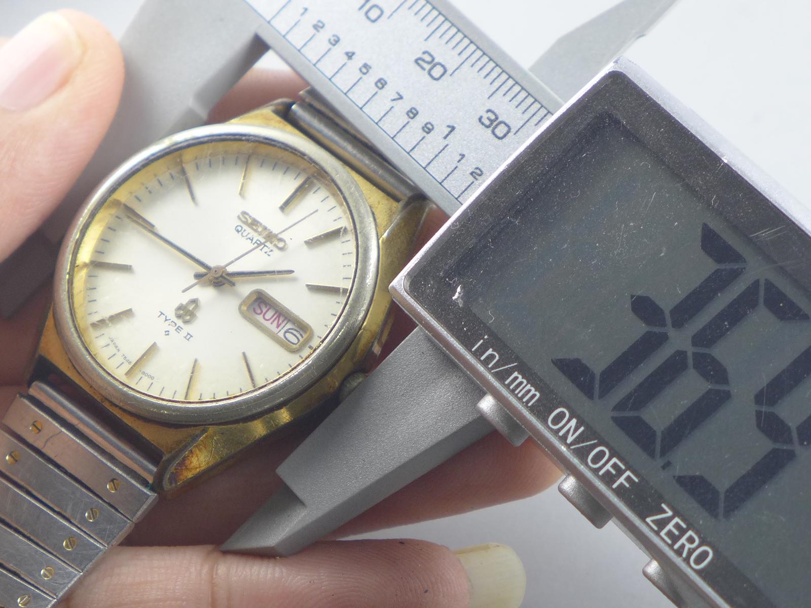 Vintage Seiko Type II 7546 8000 Creamy Dial Men Quartz Watch Japan
