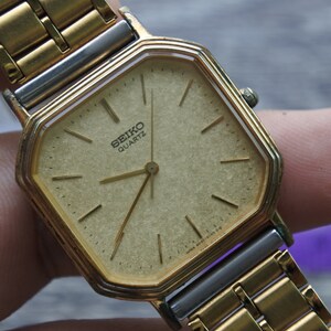 Vintage Seiko Gold Plated 6030 5650 Octagonal Shape Mens Quartz