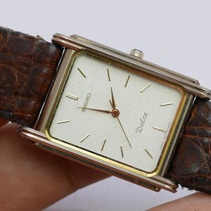 Vintage Seiko Dolce 1221 5850 Tungsten Carbide Case Men Quartz