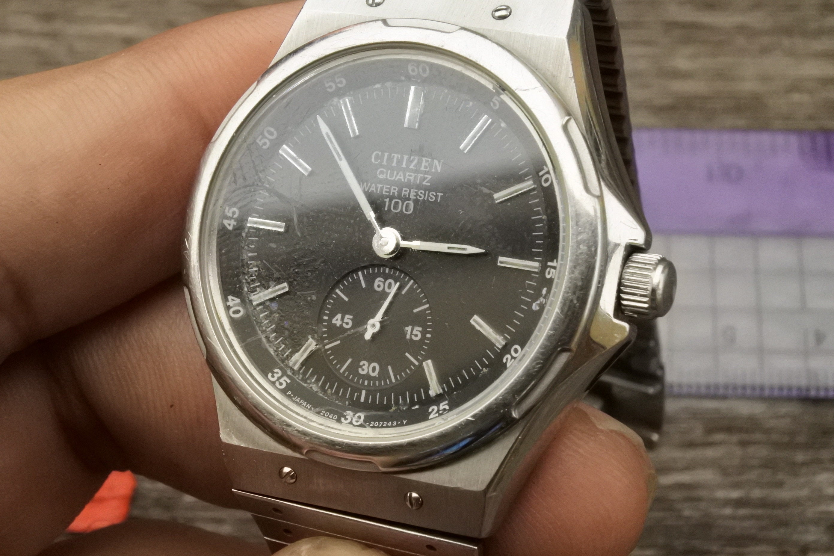 Vintage Citizen Black Dial Small Second Men Quartz Watch Japan Vintage Citizen Black Dial Small Second Men Quartz Watch Japan