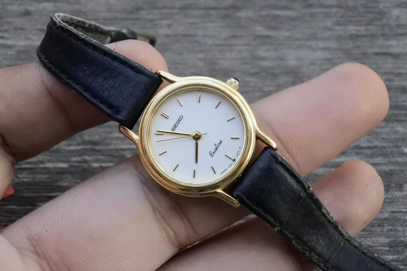 Vintage Seiko Exceline Gold Plated 7321 0440 White Dial Lady