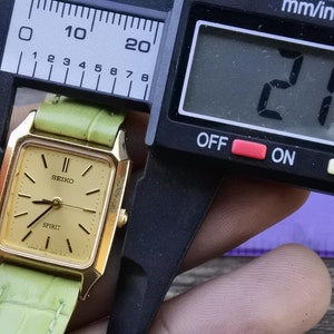 Vintage Seiko Spirit 4N21 5190 Yellow Dial Lady Quartz Watch Japan Square Tank Shape 22mm