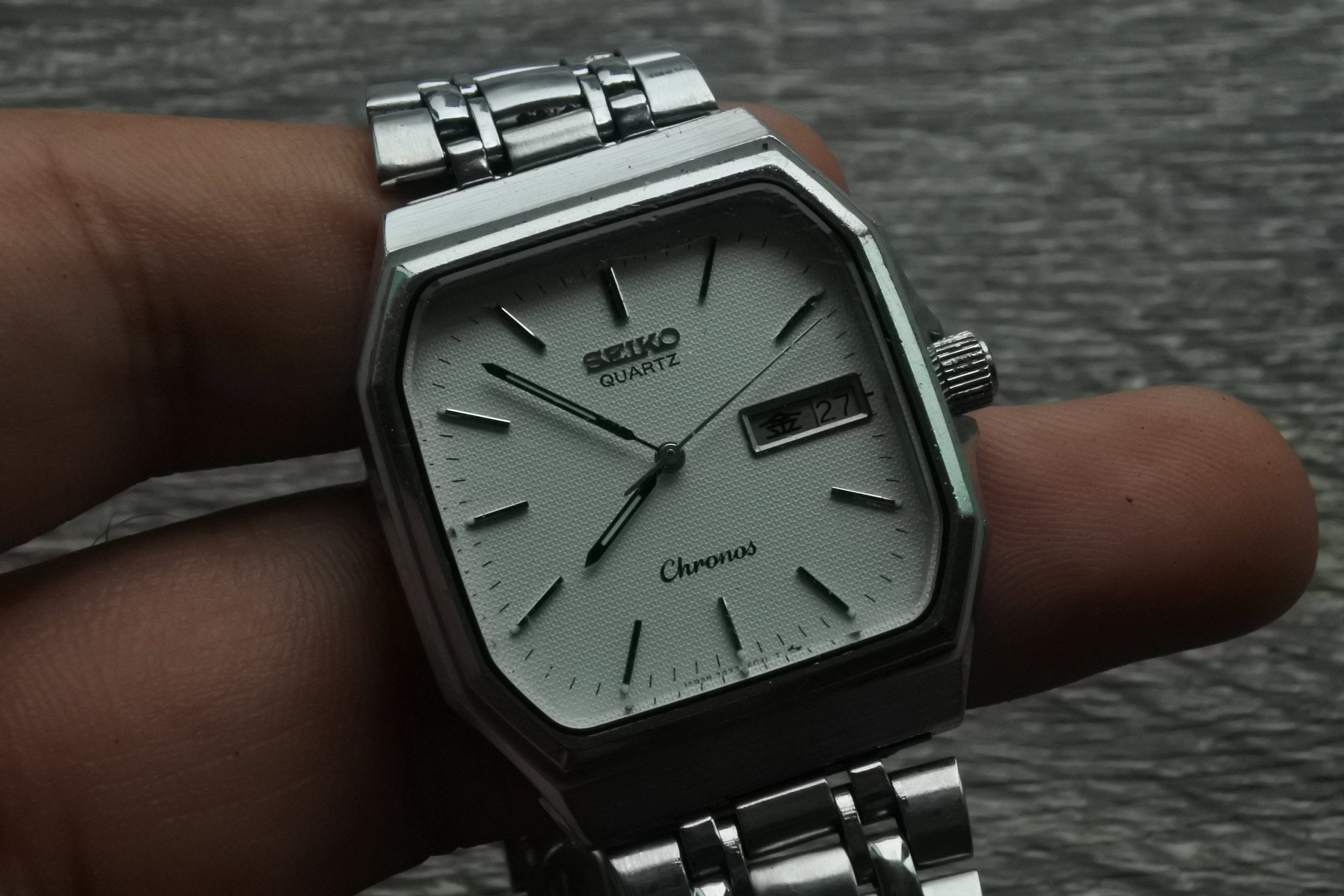 Vintage Watch Japan JDM Seiko Chronos Quartz Men OCTAGONAL Shape