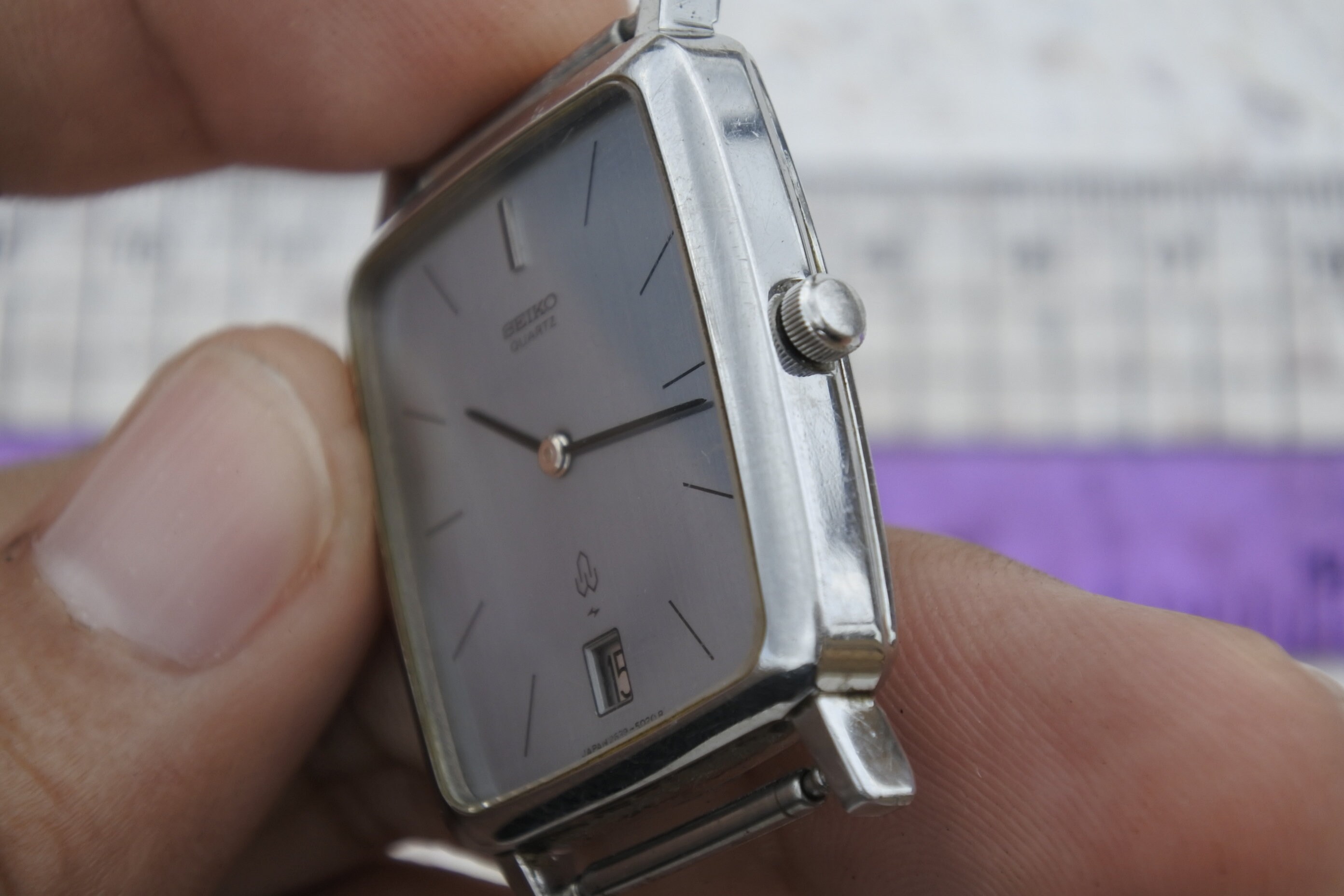 Vintage Seiko 2639 5020 Silver Dial Men Quartz Watch Japan Square