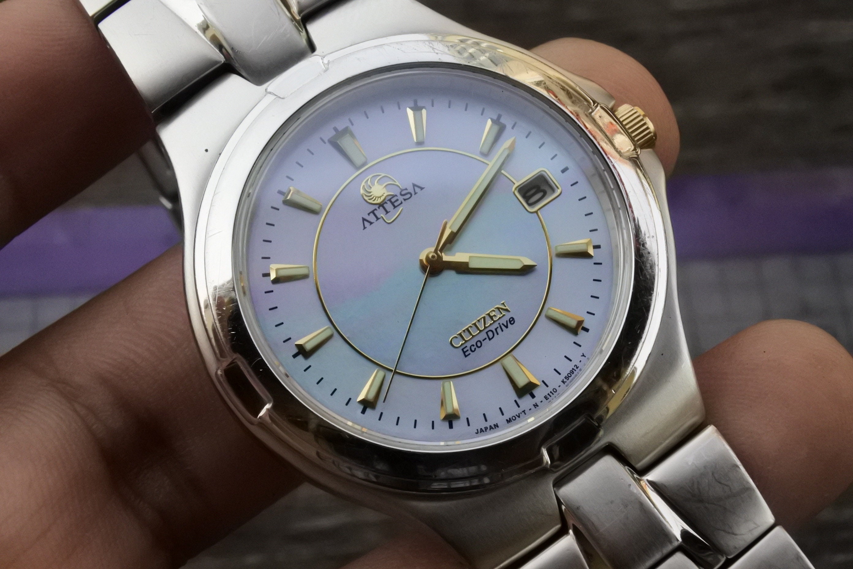 Vintage Citizen Atteza Eco Drive IRIDESCENT DIAL Men Quartz Watch