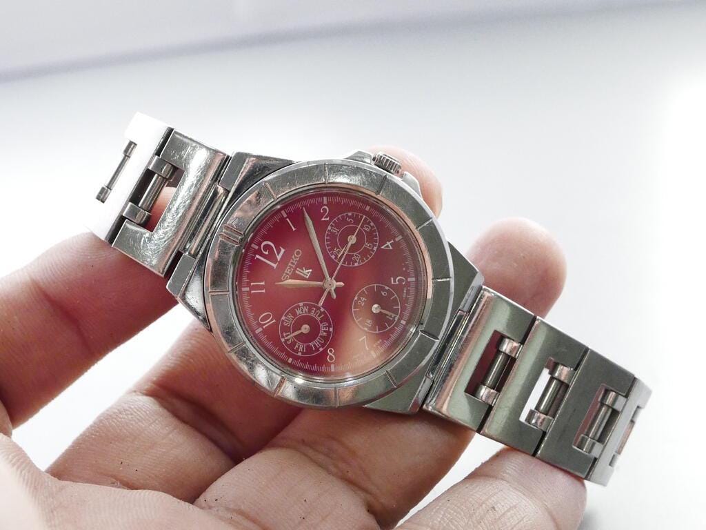 ヴィンテージ セイコー ルキア 5Y89 0B30 レッドダイヤル レディース 