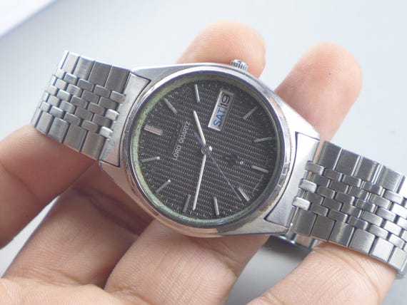 Vintage Seiko Lord Quartz 7853 7020 Black Textured Dial Men Quartz