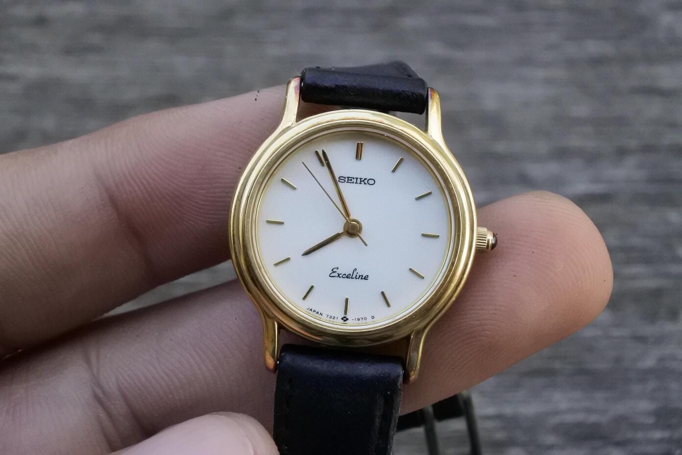 Vintage Seiko Exceline Gold Plated 7321 0440 White Dial Lady