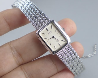 Vintage Seiko Gold Plated 1320 5140 Yellow Dial Lady Quartz Watch
