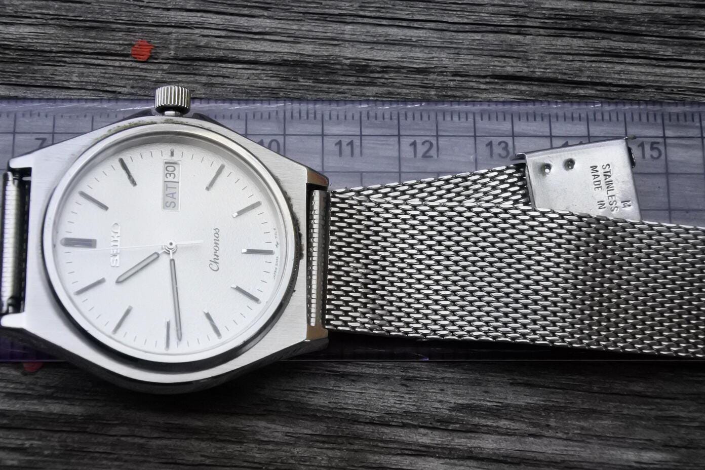 SEIKO Chronos watch 5H23-7040 白文字盤 39 Vintage Seiko Chronos 5H23 7060 Textured Dial Men Quartz Watch