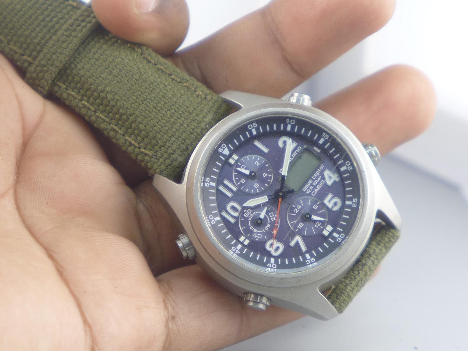 カシオ WAVE CEPTOR OVERLAND OVW-500BJ Vintage Casio Overland Waveceptor Solar 3781 OVW 500BJ Titanium