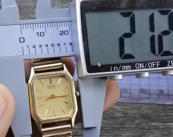 Vintage Seiko Gold Plated 7321 5240 Yellow Dial Lady Quartz Watch