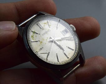 Vintage Seiko Year 1972 6602 7040 Gray Dial Men Hand Winding Watch